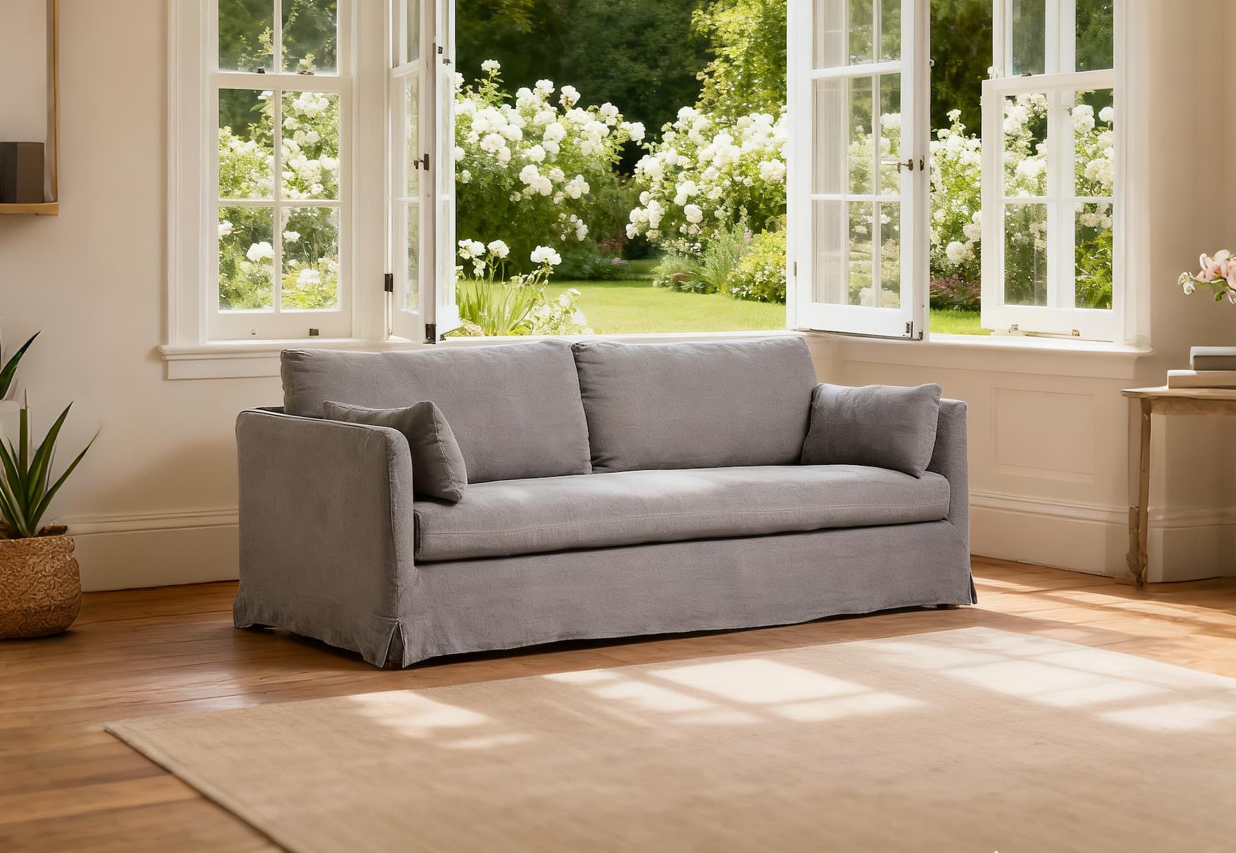 2458 Ollie Linen Slip-cover Sofa